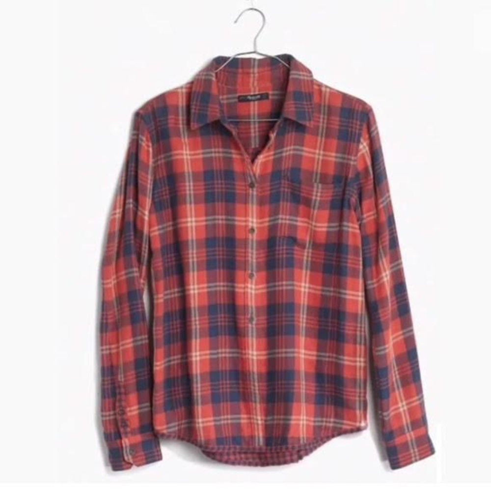 Madewell Ex-Boyfriend Shirt in Ember Plaid Small